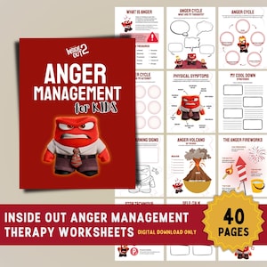 Inside Out 2 Anger Management for Kids Anger Worksheets Emotions Regulation Anger Workbook Coping Skills Anger SEL Therapy Counselor Kit