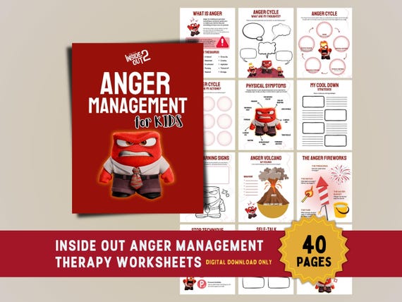 Inside Out 2 Anger Management for Kids Anger Worksheets Emotions Regulation Anger Workbook Coping Skills Anger SEL Therapy Counselor Kit