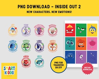 Inside Out SVG Character PNG  Emotions Anger, Joy, Disgust, Sadness, Fear, Ennui, Envy, Embarrassment, Anxiety Digital Download