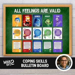 Inside Out Bulletin Board Coping Skills Kids Emotions Regulation Classroom Decoration School Counselors SEL Toolkit Office Decor Printable