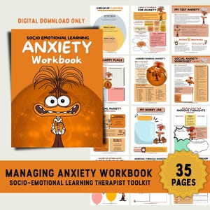 Feuilles de travail sur la gestion de l'anxiété pour les enfants Cahier d'exercices sur l'anxiété chez les adolescents Trousse à outils du thérapeute Apprentissage socio-émotionnel Capacités d'adaptation Émotions à l'envers