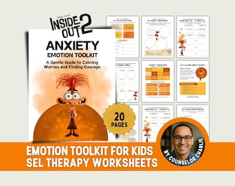 Inside Out Emotional Regulation Toolkit Feelings Workbook for School Counseling, Kids Therapy Worksheets for Anxiety, Depression SEL Therapy