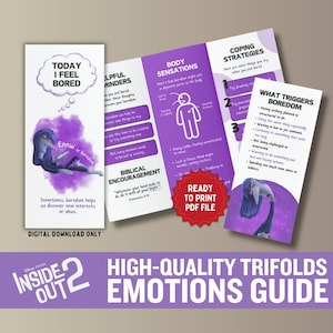 Inside Out 2 Emotionen Broschüre Gefühlsführer ENNUI SEL Emotionale Regulierung für die Schulberatung Ressourcenkit Bewältigungsfähigkeiten Broschüre