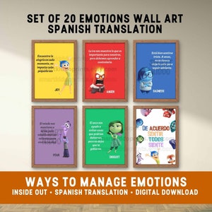 Arte de pared imprimible de emociones de adentro hacia afuera, decoración para el aula, aprendizaje socioemocional, salud mental, impresiones de pared, terapia SEL
