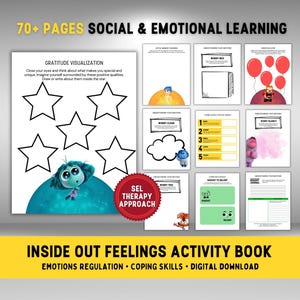 Inside Out 2 Feelings Activity Book Terapia di apprendimento socio-emotivo per bambini Consulenti scolastici per adolescenti Strumento di regolazione delle emozioni Abilità di coping