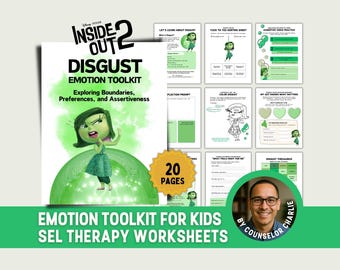 Inside Out Emotional Regulation Toolkit Feelings Workbook for School Counseling, Kids Therapy Worksheets for Anxiety, Depression SEL Therapy