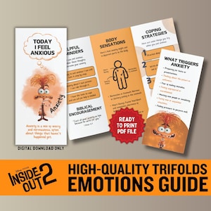 Ulotka Inside Out 2 Emotions Guide ANNEXY SEL Emotional Regulation for School Counseling Resource Kit Broszura Coping Skills