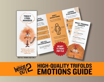 Folder Inside Out 2 Emoties Emotiesgids ANXIETY SEL Emotionele regulatie voor school Counseling Kit Brochure copingvaardigheden