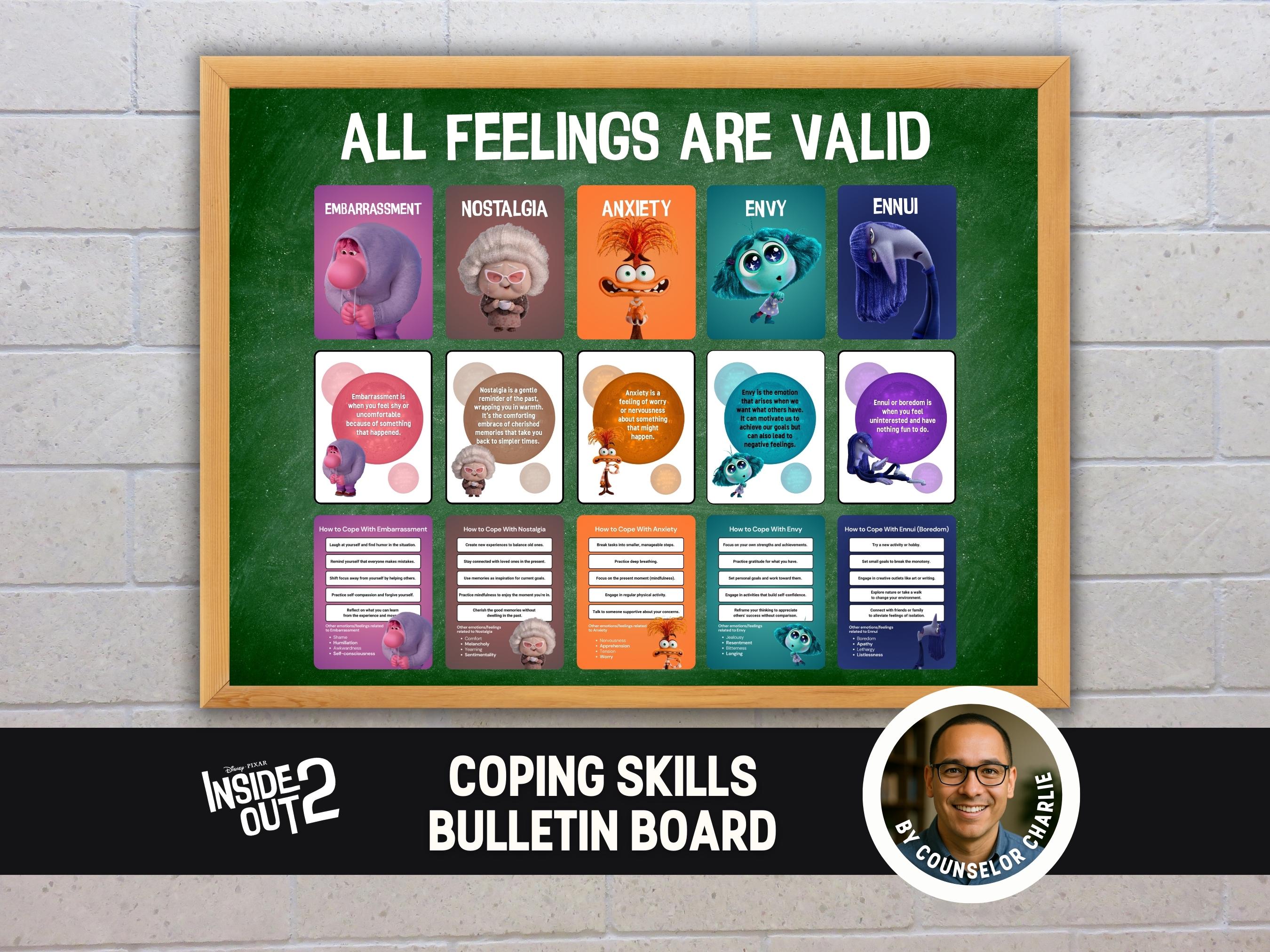 Inside Out 2 Bulletin Board Coping Skills Kids Emotions Regulation ...