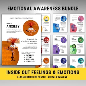 Plakat Check In Emotions Inside Out Emotional Awareness Classroom Printable SEL Therapy Worksheets Social Emotional Control Inside Out Decor