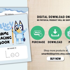 Bluey Name Tracing Practice Activity Sheets Custom Name Handwriting ...