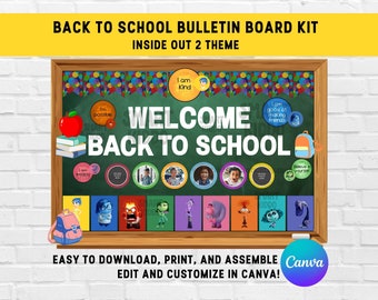 Inside Out 掲示板キット 新学期 デジタル ダウンロード 編集可能な Canva テンプレート 生徒・教師・高校・大学 SEL へようこそ