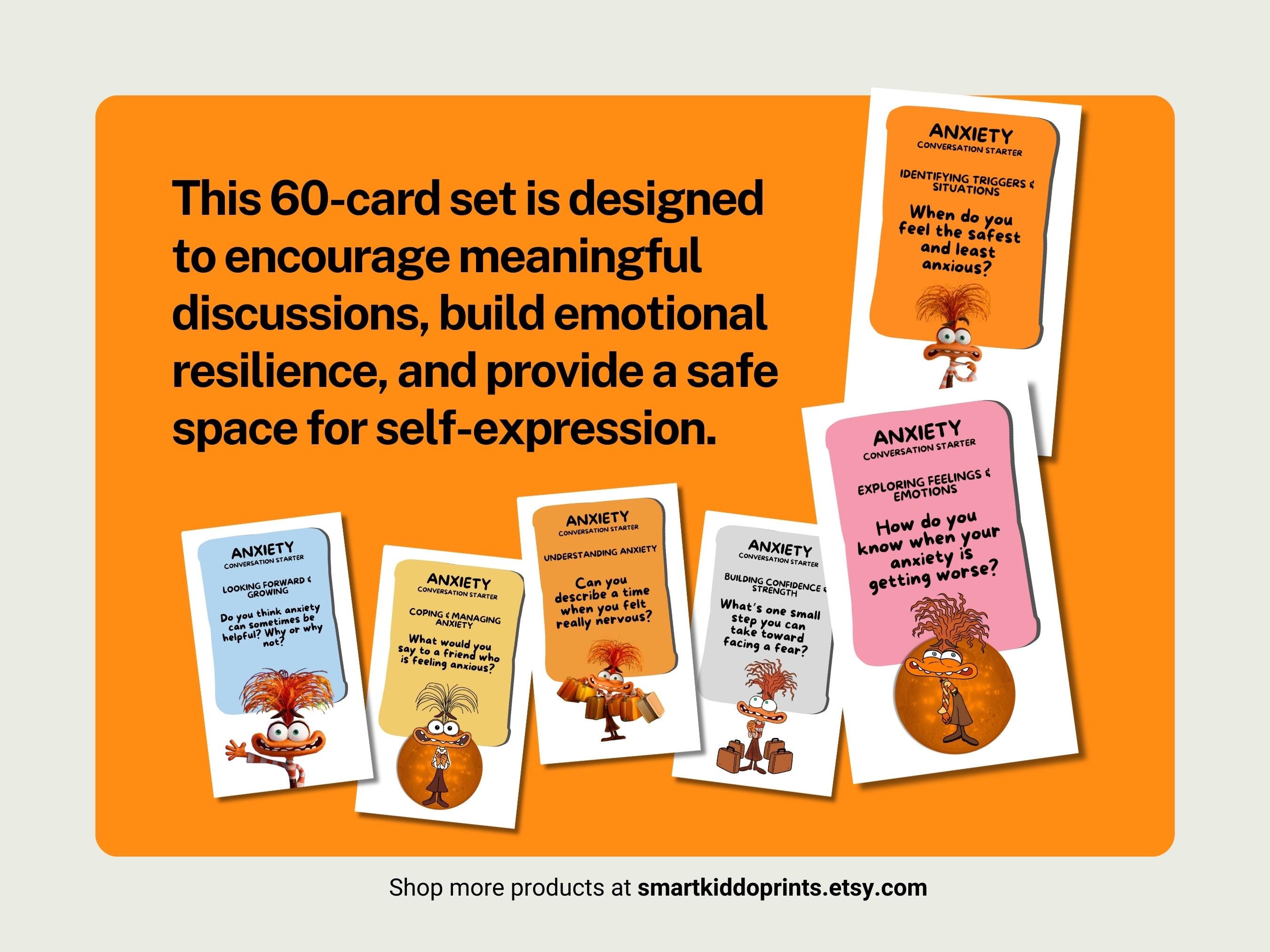 Anxiety Conversation Starter Flashcards for Kids & Teens Anxiety 60 ...