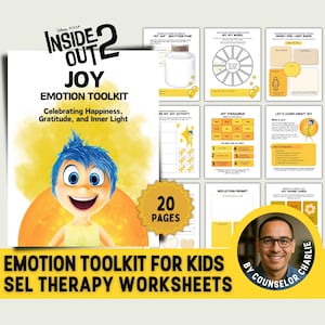 Inside Out Emotional Regulation Toolkit Feelings Workbook for School Counseling, Kids Therapy Worksheets for Anxiety, Depression SEL Therapy