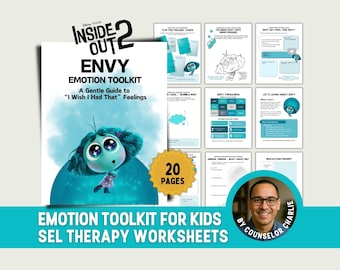 Inside Out Emotional Regulation Toolkit Feelings Workbook for School Counseling, Kids Therapy Worksheets for Anxiety, Depression SEL Therapy