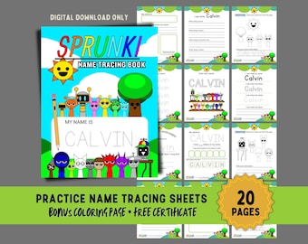 Sprunki Coloring Book Sprunki Kids Name Tracing Practice Activity Sheets Custom Name Tracing Pages Preschool Kindergarten Printable Page PDF