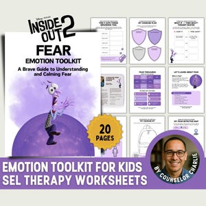 Inside Out Emotional Regulation Toolkit Feelings Workbook for School Counseling, Kids Therapy Worksheets for Anxiety, Depression SEL Therapy