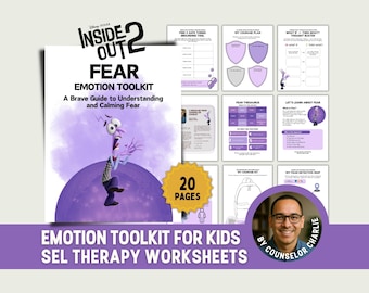 Inside Out Emotional Regulation Toolkit Feelings Workbook for School Counseling, Kids Therapy Worksheets for Anxiety, Depression SEL Therapy