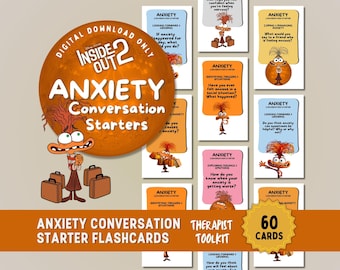 Anxiety Conversation Starter Flashcards for Kids & Teens Anxiety 60 Therapy Cards Anxiety Triggers Coping Skills Therapist Toolkit SEL DBT