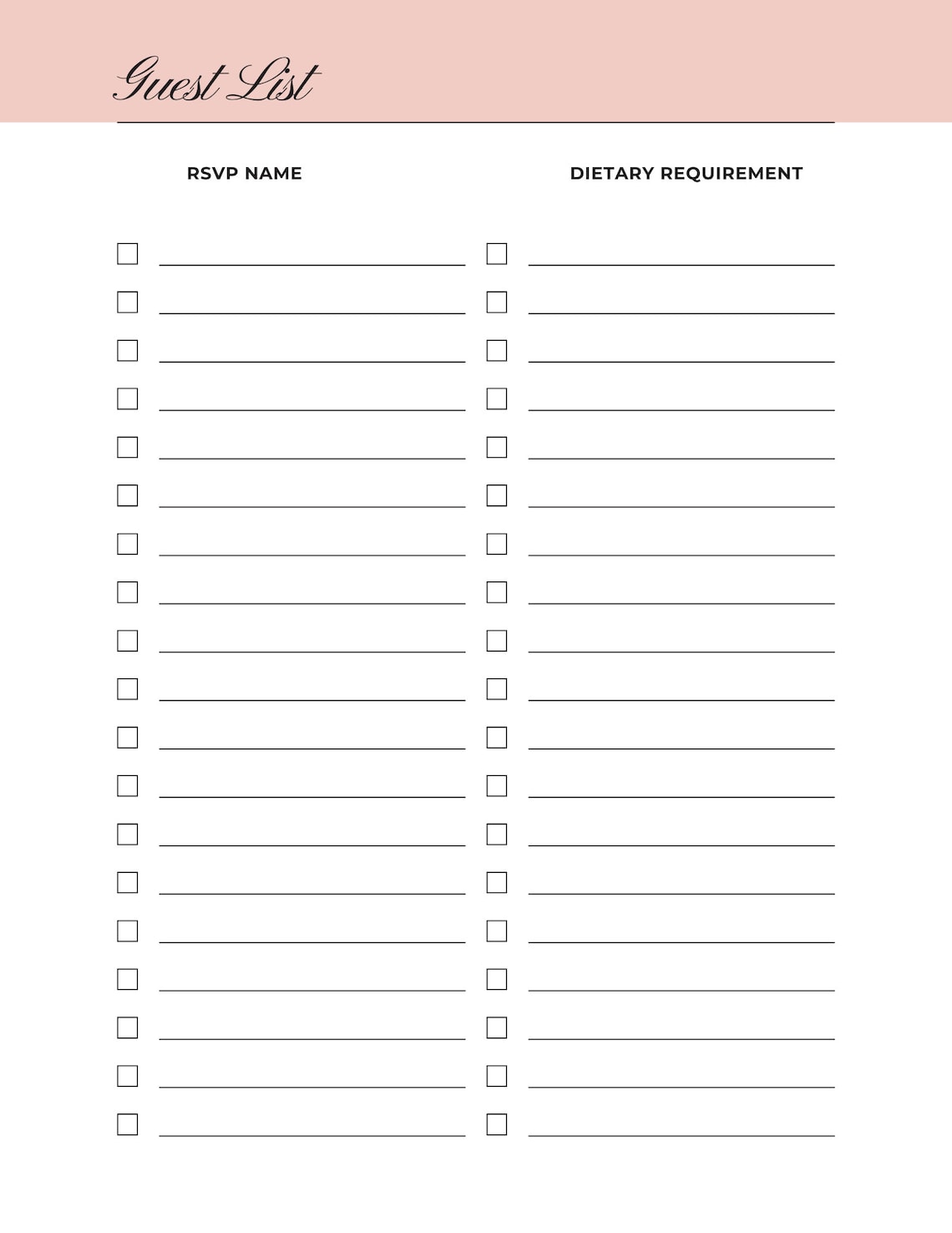 Dinner Party Checklist Printable PDF Dinner Party Planner Hostess