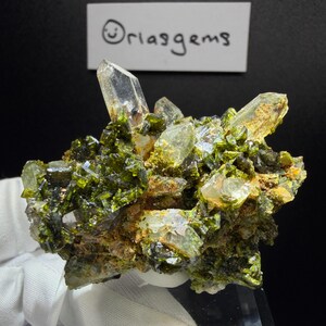Garden Series: Garden Quartz Crystal w/ Light and Dark Green Epidote Mineral Specimen Rock Stone For Diorama/Home Decor