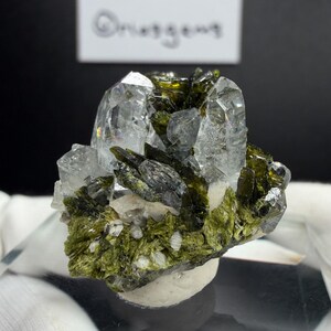Garden Series: Garden Quartz Crystal w/ Rainbows Light and Dark Green Epidote Mineral Specimen Rock Stone For Diorama/Home Decor