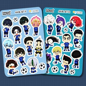 Sticker Anime Blue Soccer Stickers Kawaii Chibi / Sticker Sheet / High Quality / UV & Water Resistant Vinyl Sticker / Holographic Sticker 05