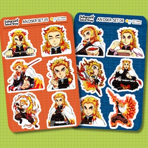 Aufkleber Anime Demon Fire / Aufkleber Kawaii Chibi / Hochwertiger / UV- und Wasserbeständiger Vinyl Sticker / Holografischer Aufkleber 03