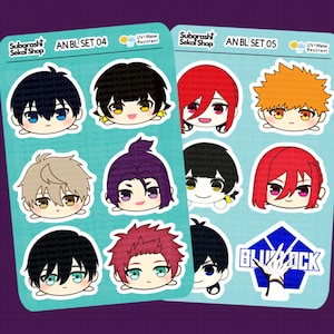 Sticker Anime Blue Soccer Stickers Kawaii Chibi / Sticker Sheet / High Quality / UV & Water Resistant Vinyl Sticker / Holographic Sticker 02