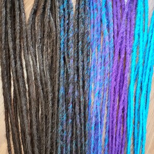 Synthetic Dreads, Custom Brown Turquoise, Purple Dreadlocks, SE or DE Dreads, Dreadlock Accent Kit, Choose Your Quantity, Dread Accessory image 3