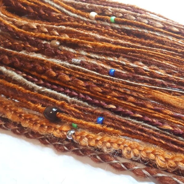 Custom Ginger Amber Red Dreadlock Extensions, Autumn Synth Dreads, Braids, Crochet Wrappy Faux Locs, Natural Style, SE, DE, Full Dread Set