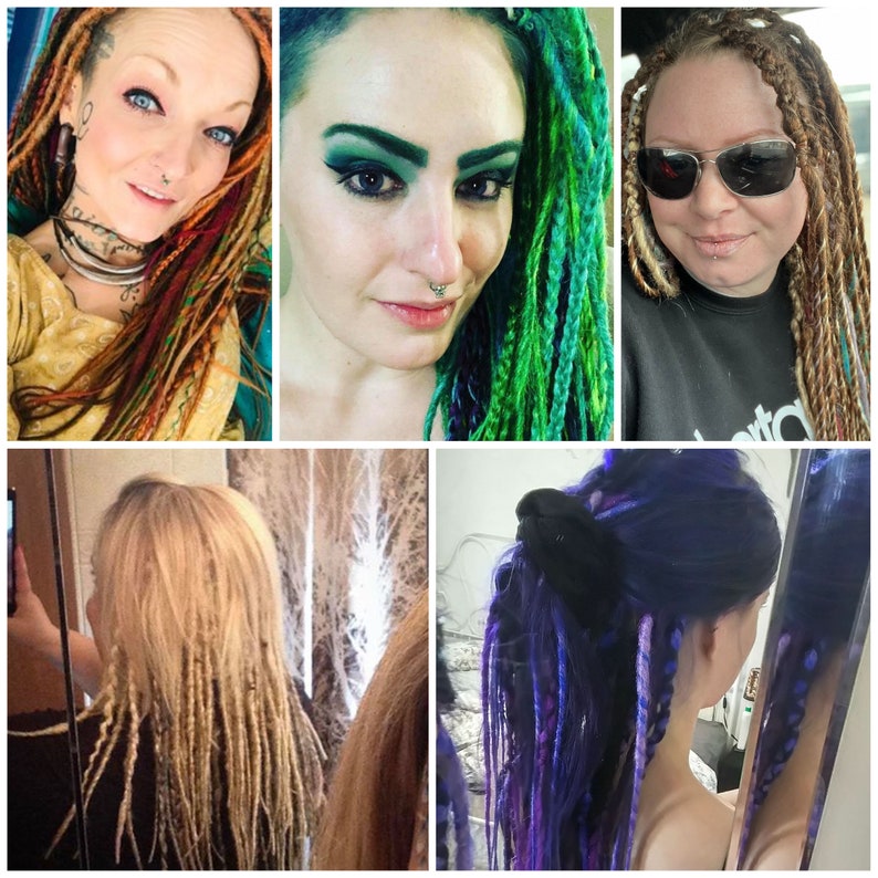 Synthetic Dreads, Custom Brown Turquoise, Purple Dreadlocks, SE or DE Dreads, Dreadlock Accent Kit, Choose Your Quantity, Dread Accessory image 9