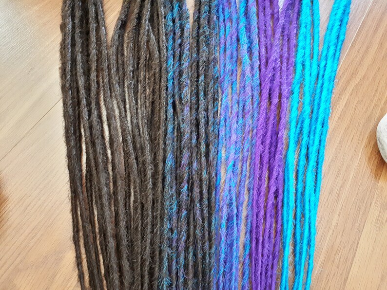 Synthetic Dreads, Custom Brown Turquoise, Purple Dreadlocks, SE or DE Dreads, Dreadlock Accent Kit, Choose Your Quantity, Dread Accessory image 3