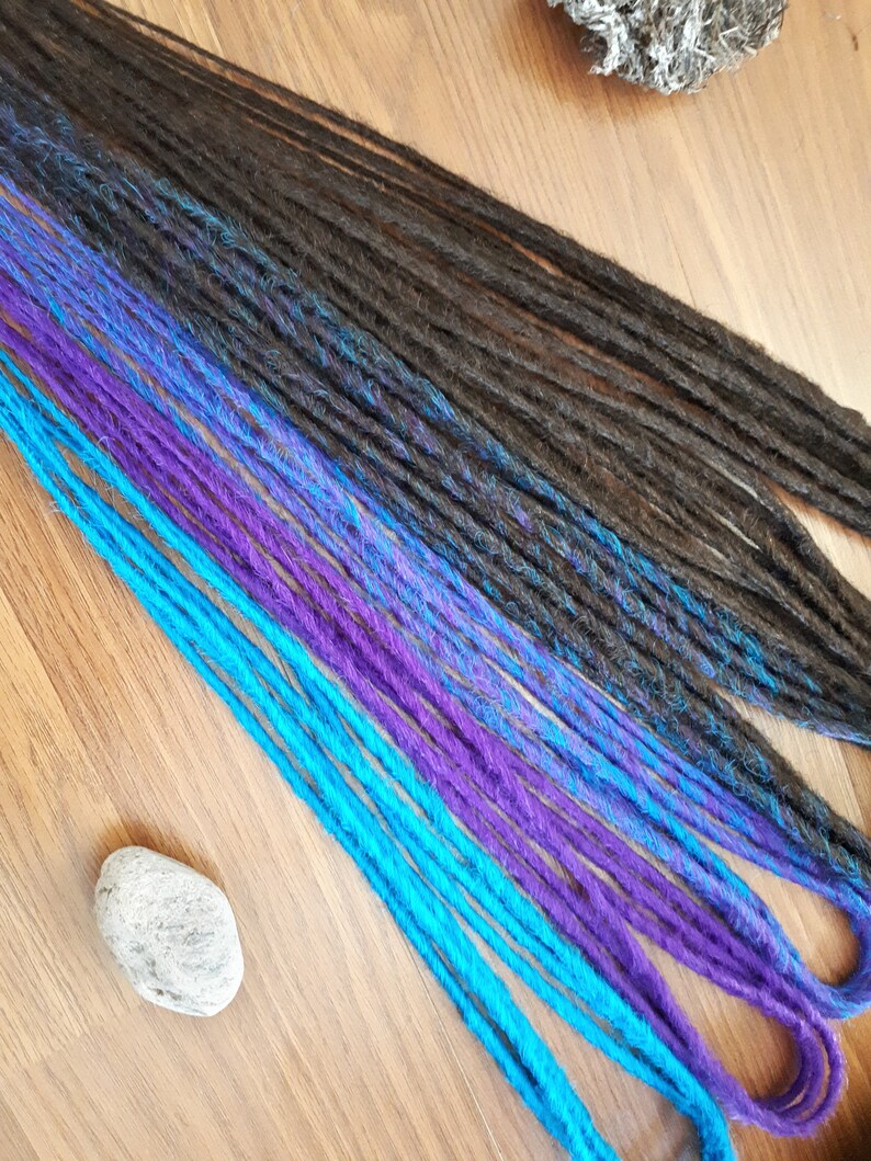 Synthetic Dreads, Custom Brown Turquoise, Purple Dreadlocks, SE or DE Dreads, Dreadlock Accent Kit, Choose Your Quantity, Dread Accessory image 2