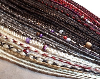 Custom Burgundy Brown Blonde Dreadlock Extensions, Synth Dreads, Braids, Crochet Wrappy Faux Locs, Natural Style, SE, DE