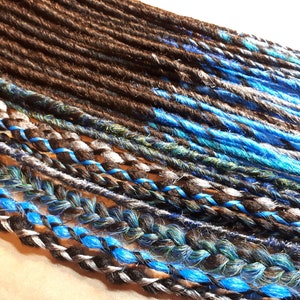 Synthetic Dreadlocks, Black Brown Silver Turquoise Ombre Dreads, Custom Dreadlock Extensions, Mixed Style Dreads