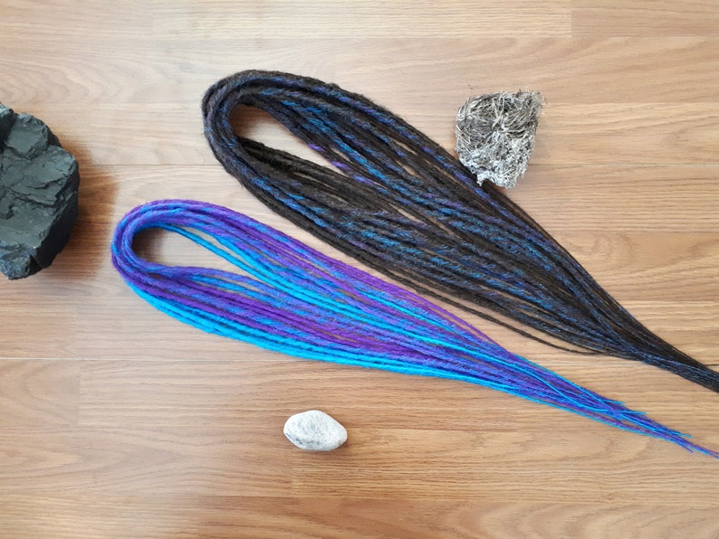 Synthetic Dreads, Custom Brown Turquoise, Purple Dreadlocks, SE or DE Dreads, Dreadlock Accent Kit, Choose Your Quantity, Dread Accessory image 4