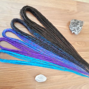 Synthetic Dreads, Custom Brown Turquoise, Purple Dreadlocks, SE or DE Dreads, Dreadlock Accent Kit, Choose Your Quantity, Dread Accessory image 1