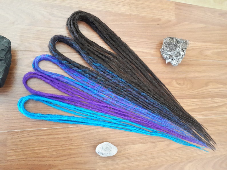 Synthetic Dreads, Custom Brown Turquoise, Purple Dreadlocks, SE or DE Dreads, Dreadlock Accent Kit, Choose Your Quantity, Dread Accessory image 1