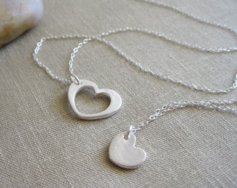 Silver Heart Necklace Set