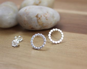 Sterling Silver Dotted Circle Studs