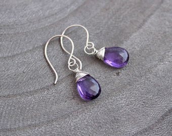 Petite Amethyst Sterling Silver Earrings