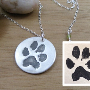 Personalized Silver Paw Print Necklace