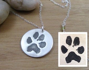 Personalized Silver Paw Print Necklace