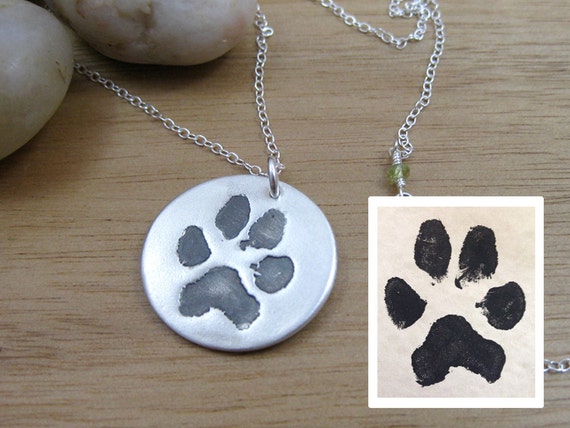 Personalized Silver Paw Print Necklace Etsy