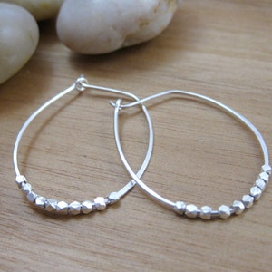 Sterling Silver Beaded Oval Hoop Earrings image 5