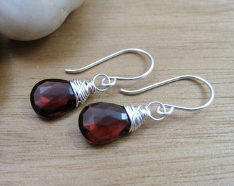 Garnet Sterling Silver Earrings