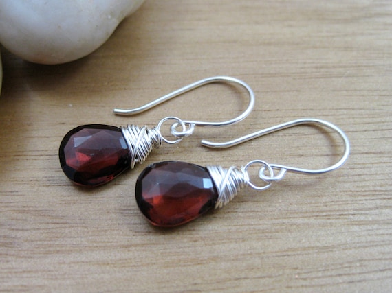Garnet Sterling Silver Earrings