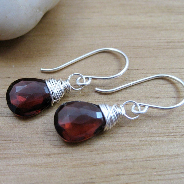 Garnet Sterling Silver Earrings