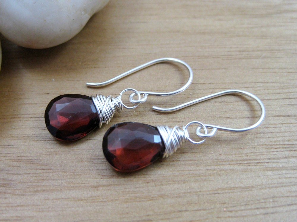 Garnet Sterling Silver Earrings